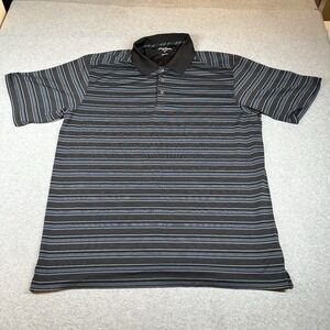 Tommy Armour Dri-Logic Polo Shirt Mens 2XL Short Sleeve Black Blue Gray Stripe‎